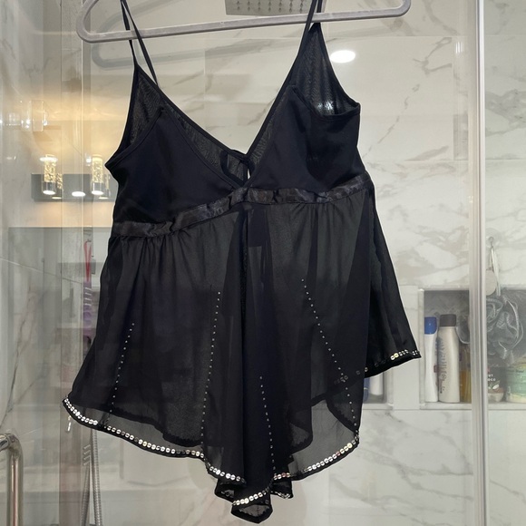 Y2K Black RAZZLE DAZZLE Sheer Cami - Picture 2 of 4